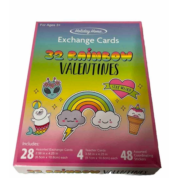 Valentines 128 Rainbow Exchange Cards 192 Stickers Holiday Home Stay Weird, set - Picture 3 of 4
